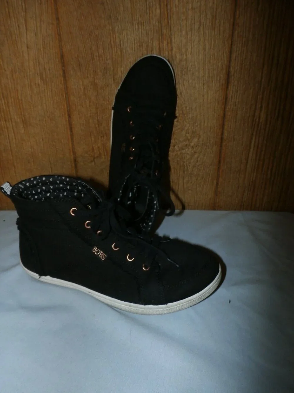 BOBS by Skechers Women’s Black High Top Lace Up Sneakers Comfort Shoes Size 8